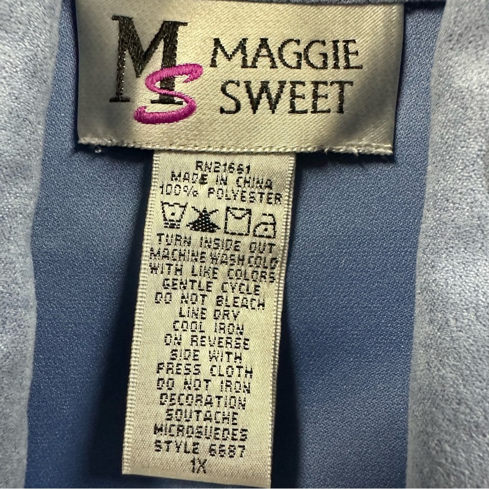 3 Piece Set Maggie Sweet Blue Sueded Pantsuit Pant Top and Blazer Womens 1X - Picture 16 of 16